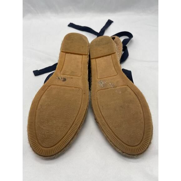 Viscata Barcelona Cream and Navy Lace Up Espadrilles - Picture 7 of 10